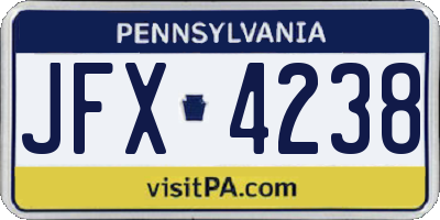 PA license plate JFX4238