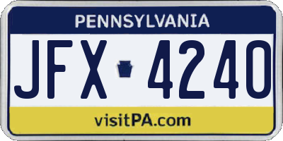 PA license plate JFX4240