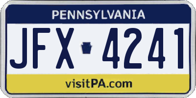 PA license plate JFX4241