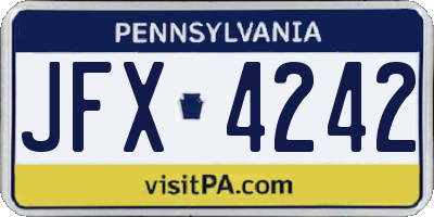 PA license plate JFX4242