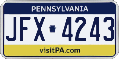 PA license plate JFX4243