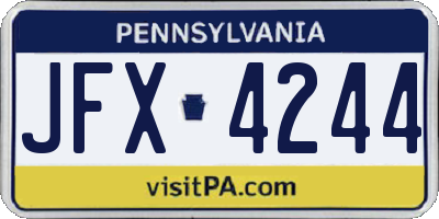 PA license plate JFX4244