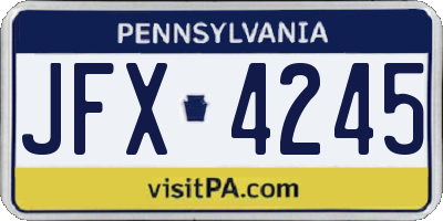 PA license plate JFX4245