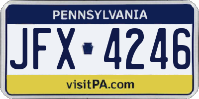 PA license plate JFX4246