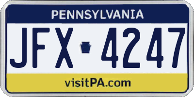 PA license plate JFX4247