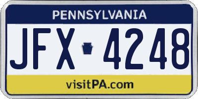 PA license plate JFX4248