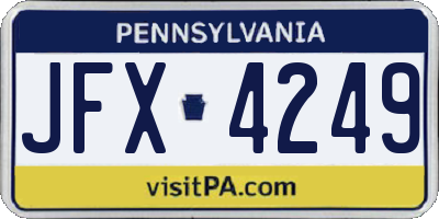 PA license plate JFX4249
