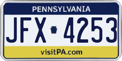 PA license plate JFX4253
