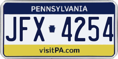 PA license plate JFX4254