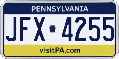 PA license plate JFX4255