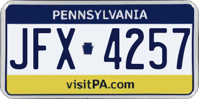PA license plate JFX4257