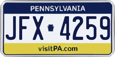 PA license plate JFX4259