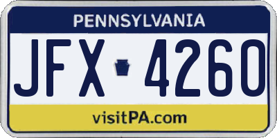 PA license plate JFX4260