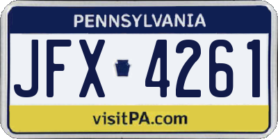 PA license plate JFX4261