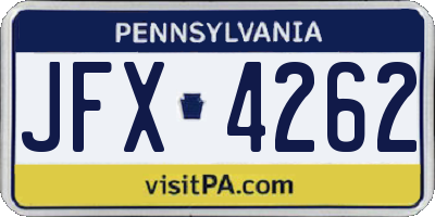 PA license plate JFX4262