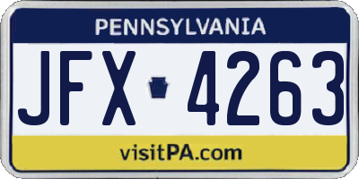 PA license plate JFX4263