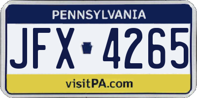 PA license plate JFX4265