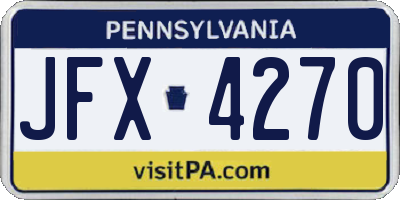PA license plate JFX4270