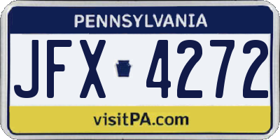 PA license plate JFX4272