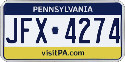 PA license plate JFX4274