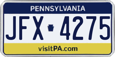 PA license plate JFX4275