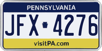 PA license plate JFX4276