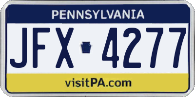 PA license plate JFX4277
