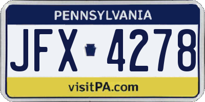PA license plate JFX4278