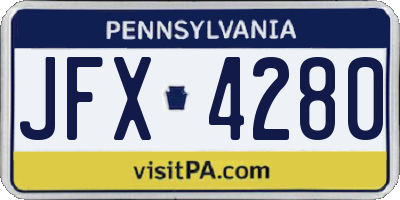 PA license plate JFX4280