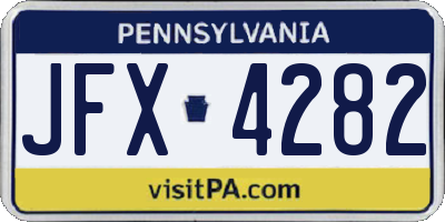 PA license plate JFX4282