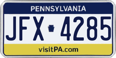 PA license plate JFX4285