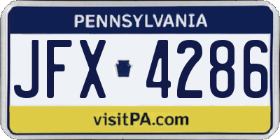 PA license plate JFX4286