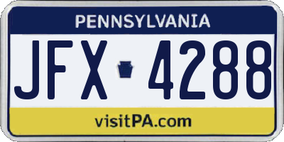 PA license plate JFX4288