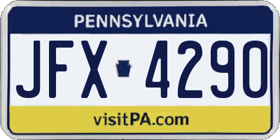 PA license plate JFX4290