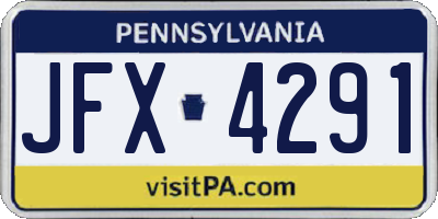 PA license plate JFX4291