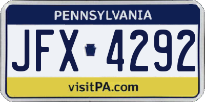 PA license plate JFX4292