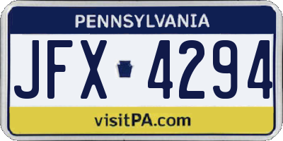 PA license plate JFX4294