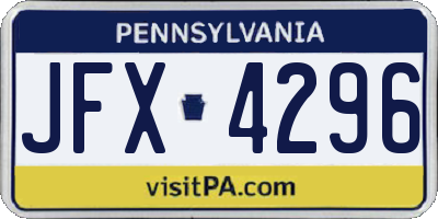PA license plate JFX4296