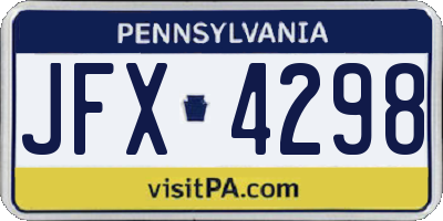 PA license plate JFX4298