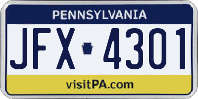 PA license plate JFX4301