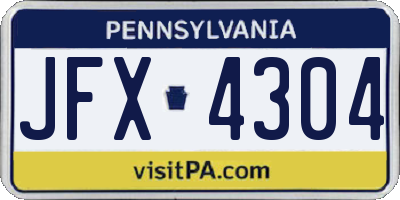 PA license plate JFX4304