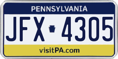 PA license plate JFX4305