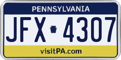 PA license plate JFX4307