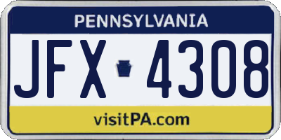 PA license plate JFX4308