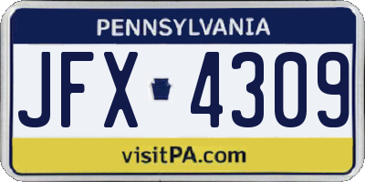 PA license plate JFX4309
