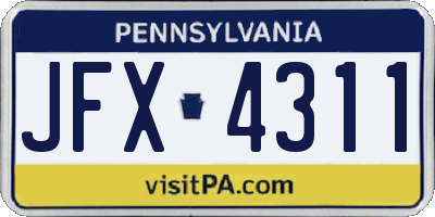 PA license plate JFX4311