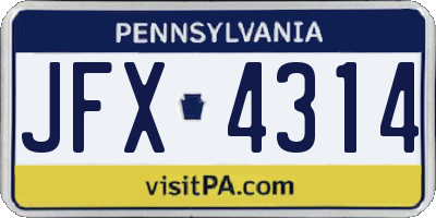 PA license plate JFX4314