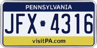 PA license plate JFX4316