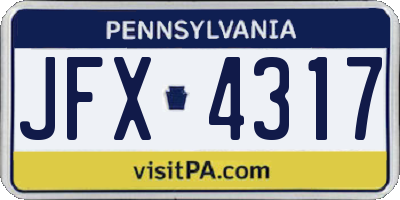 PA license plate JFX4317