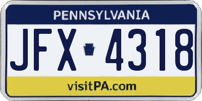 PA license plate JFX4318